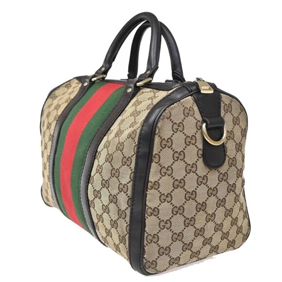 GUCCI GG Pattern Sherry Travel Hand Boston Bag Canvas Leather Brown GHW 74ZA087 - Picture 2 of 16